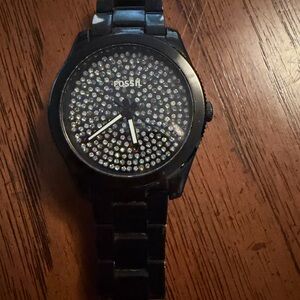Fossil Black Crystal Pavé Bracelet Watch